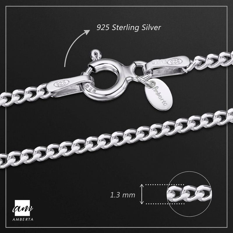 Amberta 925 Sterling Silver 1.5 mm Curb Chain Necklace Length 18" inch / 45 cm (18) - Image 4